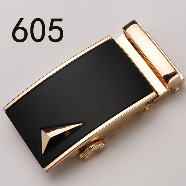 Fashion Luxury Glod Alloy Automatic Pu Belt Buckles for Men's Leather Waist Belts for Men Pants Belt Buckles 3.5cm Mens Belt