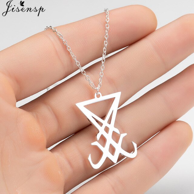 Large Talisman Baphomet Stainless Steel Necklace Pendant for Men/Women Goat PIN Jewerly Satanic PIN Lucifer Patch collares