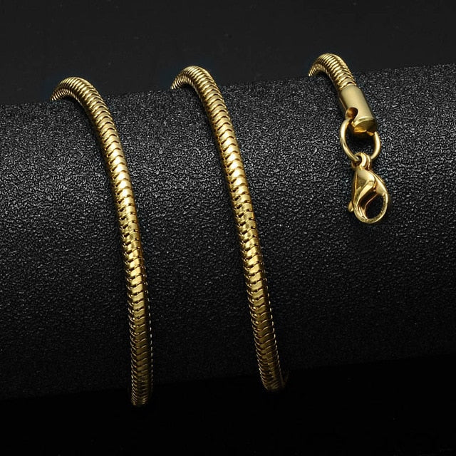 24inches Gold Gold Color Stainless Steel Cuban Link Chain Necklace For Men Jewerly Snake/Box/Hanging/Curb/Flat/Twist Chain