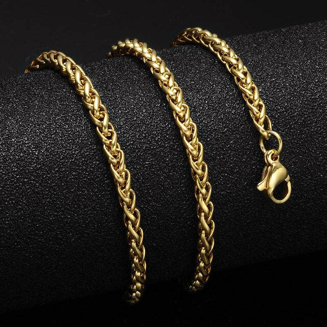 24inches Gold Gold Color Stainless Steel Cuban Link Chain Necklace For Men Jewerly Snake/Box/Hanging/Curb/Flat/Twist Chain