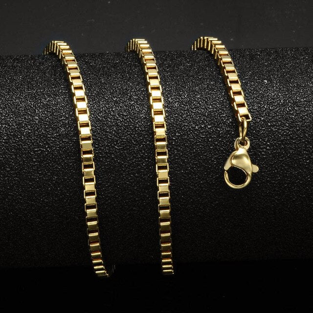 24inches Gold Gold Color Stainless Steel Cuban Link Chain Necklace For Men Jewerly Snake/Box/Hanging/Curb/Flat/Twist Chain