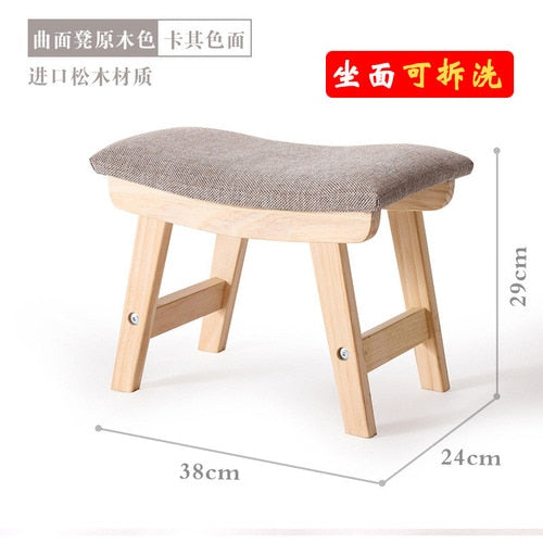 Nordic Stool Wood Pouf fabric Ottomans for Living room Kids Furniture home door change shoes Footstool Wood Bench Chair CL51410
