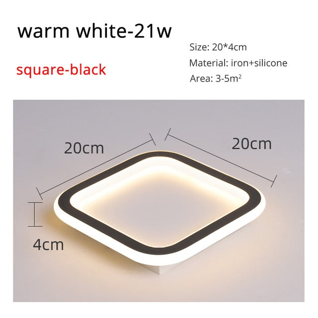 Round Square Led Ceiling Lights For Home Entrance Balcony Corridor Plafond Lamp Simple Black Lighting Luminaria Lustre Luminaire