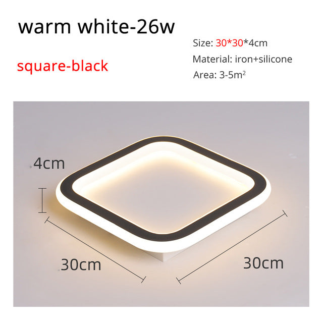 Round Square Led Ceiling Lights For Home Entrance Balcony Corridor Plafond Lamp Simple Black Lighting Luminaria Lustre Luminaire