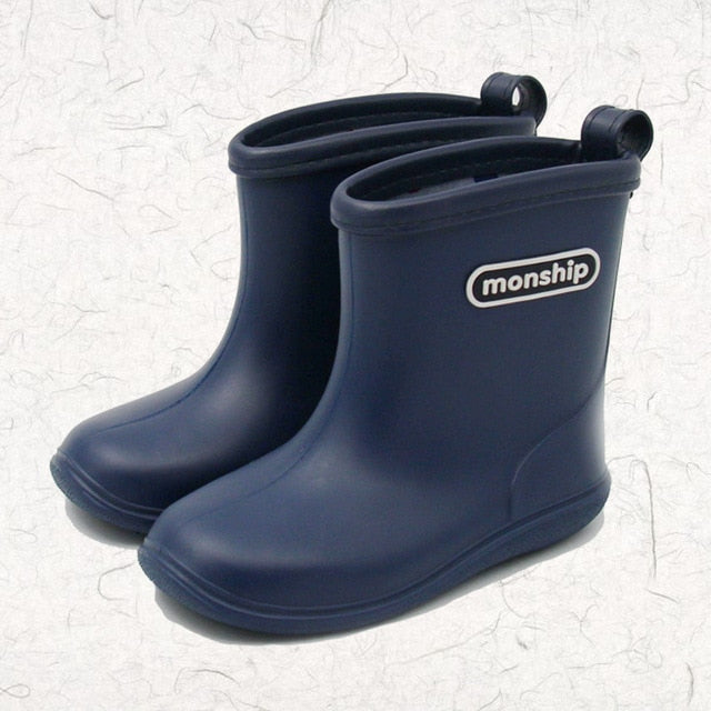Kids Boy rubber Rain Boots Girls Boys children Ankle Rainboots Waterproof shoes Round toe Water Shoes soft Rubber Shoes