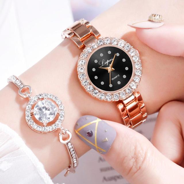 Lvpai Brand Luxury Bracelet Watches Set For Women Fashion Geometric Bangle Quartz Clock Ladies Wrist Watch Zegarek Damski