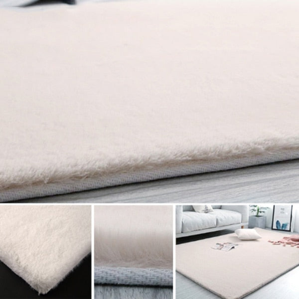 Imitation Rabbit Fur Carpet Plush Soft Comfortable Modern Simple Bedroom/living Room Rug Balcony Mat Solid Color
