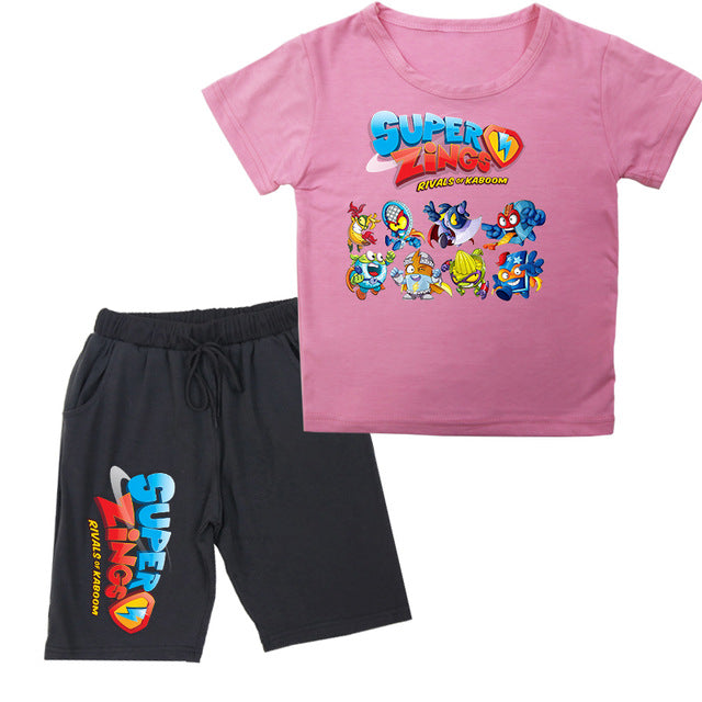 2020 Boys Girls T Shirt Summer Kids Baby Superzings T Shirt Super Zings Boy Outfit Sport Suit Children Clothing Set 2-14 Years