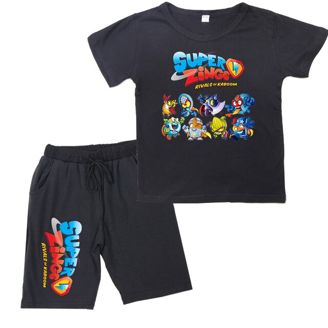 2020 Boys Girls T Shirt Summer Kids Baby Superzings T Shirt Super Zings Boy Outfit Sport Suit Children Clothing Set 2-14 Years