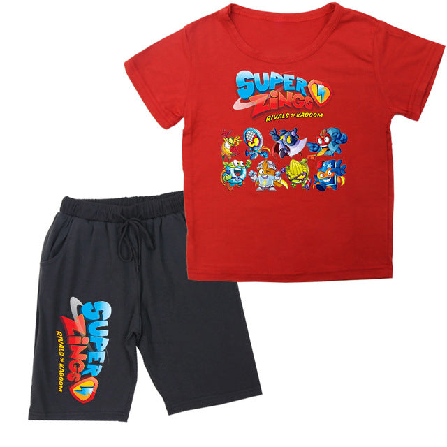 2020 Boys Girls T Shirt Summer Kids Baby Superzings T Shirt Super Zings Boy Outfit Sport Suit Children Clothing Set 2-14 Years
