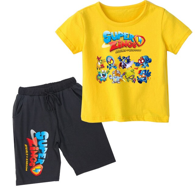 2020 Boys Girls T Shirt Summer Kids Baby Superzings T Shirt Super Zings Boy Outfit Sport Suit Children Clothing Set 2-14 Years