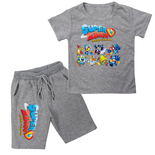 2020 Boys Girls T Shirt Summer Kids Baby Superzings T Shirt Super Zings Boy Outfit Sport Suit Children Clothing Set 2-14 Years