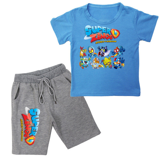 2020 Boys Girls T Shirt Summer Kids Baby Superzings T Shirt Super Zings Boy Outfit Sport Suit Children Clothing Set 2-14 Years