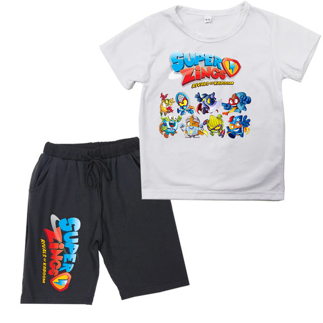 2020 Boys Girls T Shirt Summer Kids Baby Superzings T Shirt Super Zings Boy Outfit Sport Suit Children Clothing Set 2-14 Years