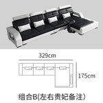 Minimalist Nordic size modern simple leather black and white living room with tea table TV cabinet combination leather sofa