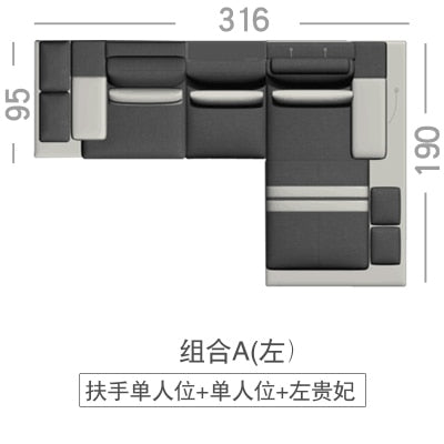 Modern minimalist head-floor cowhide villa size family U-shaped creative fashion feature leather sofa