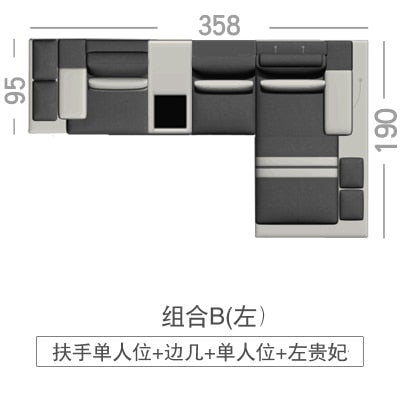 Modern minimalist head-floor cowhide villa size family U-shaped creative fashion feature leather sofa