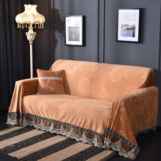 1/2/3/4-Seater European Luxury Sofa Towel Modern Brief Plush Fabric Sofa Cover All-inclusive Dust Couch Cover for Sofas