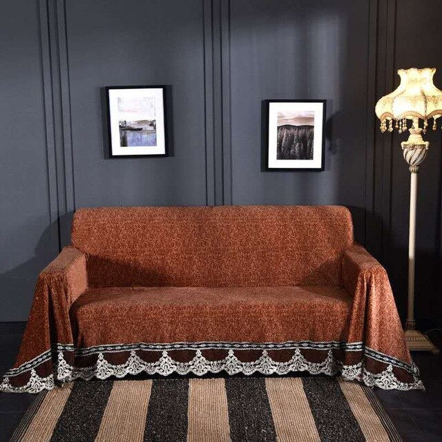 1/2/3/4-Seater European Luxury Sofa Towel Modern Brief Plush Fabric Sofa Cover All-inclusive Dust Couch Cover for Sofas
