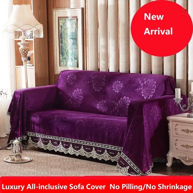 1/2/3/4-Seater European Luxury Sofa Towel Modern Brief Plush Fabric Sofa Cover All-inclusive Dust Couch Cover for Sofas