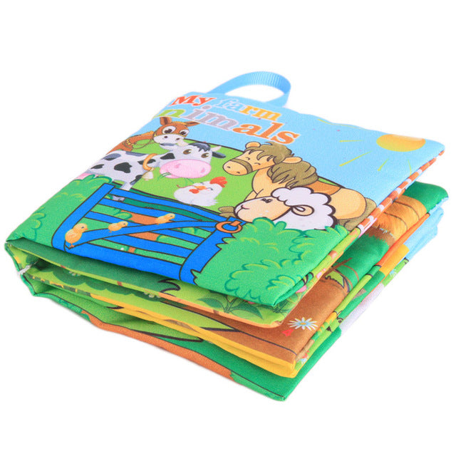 Soft Baby Cloth Book Infant Early Learning Educational Development Animals Monkey /Owl /Dog JJOVE Fabric Books Kids Rattle Toys