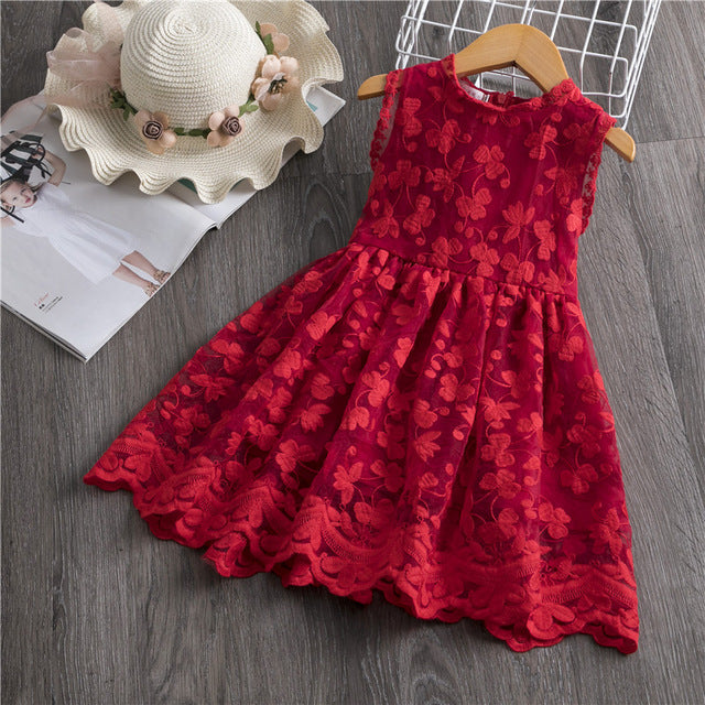 Lace Girl Party Dress Children Clothing Princess Kids Dresses For Girls Causal Wear 2 3 5 6 7 Years White Red Vestido Robe Fille