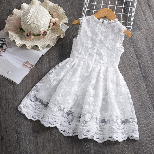 Lace Girl Party Dress Children Clothing Princess Kids Dresses For Girls Causal Wear 2 3 5 6 7 Years White Red Vestido Robe Fille