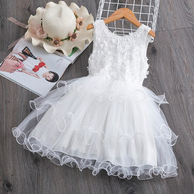 Lace Girl Party Dress Children Clothing Princess Kids Dresses For Girls Causal Wear 2 3 5 6 7 Years White Red Vestido Robe Fille