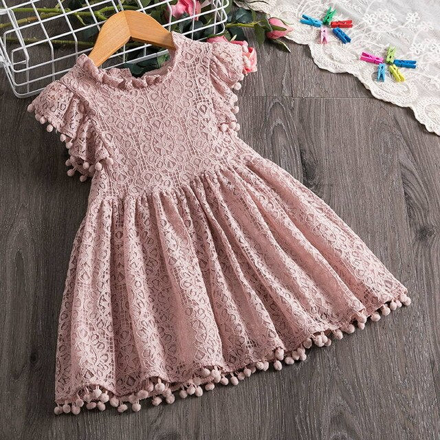 Lace Girl Party Dress Children Clothing Princess Kids Dresses For Girls Causal Wear 2 3 5 6 7 Years White Red Vestido Robe Fille