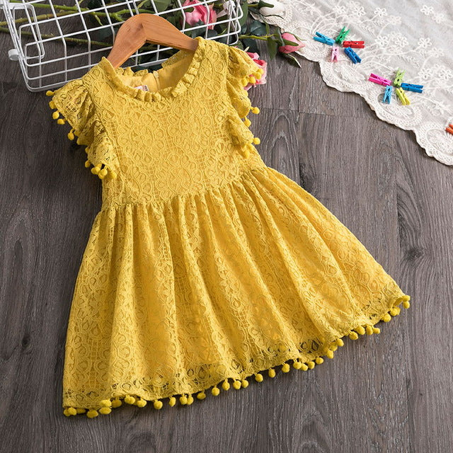 Lace Girl Party Dress Children Clothing Princess Kids Dresses For Girls Causal Wear 2 3 5 6 7 Years White Red Vestido Robe Fille