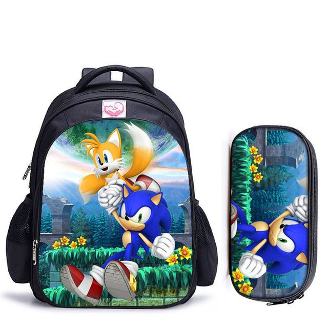 16 Inch Mario Bros Sonic Children School Bags Orthopedic Backpack Kids School Boys Girls Mochila Infantil Cartoon Bags