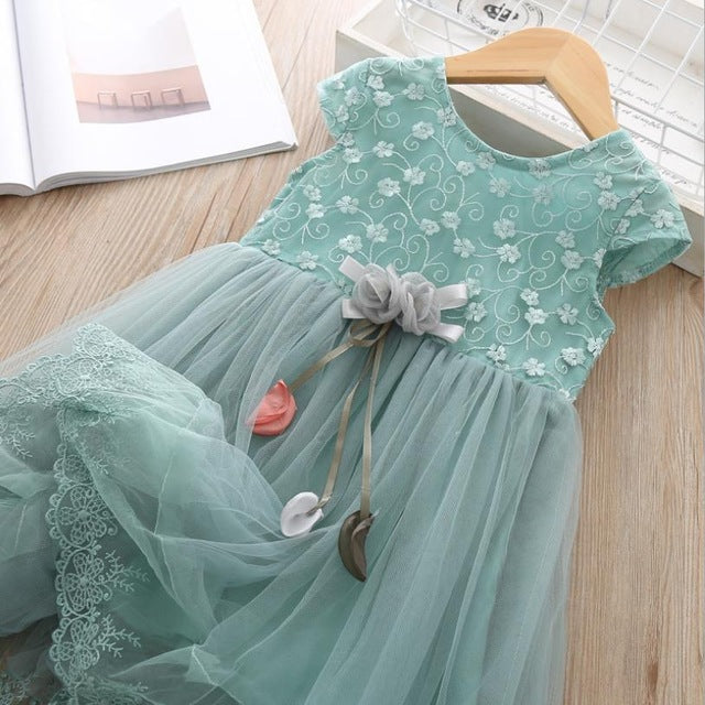 Baby Girls Clothes Children Short Sleeve Lace Flower dress causal Infant ball gown princess tutu dresses Party Beach School Wear