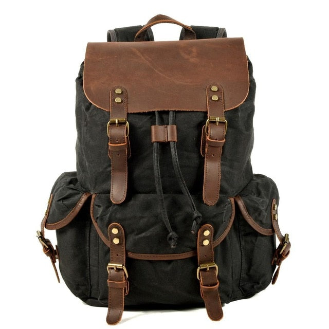 M229 Multifunction Casual Canvas Backpacks Vintage Waterproof Large Capacity Travel Bag Women Mochila Leather Laptop Rucksack