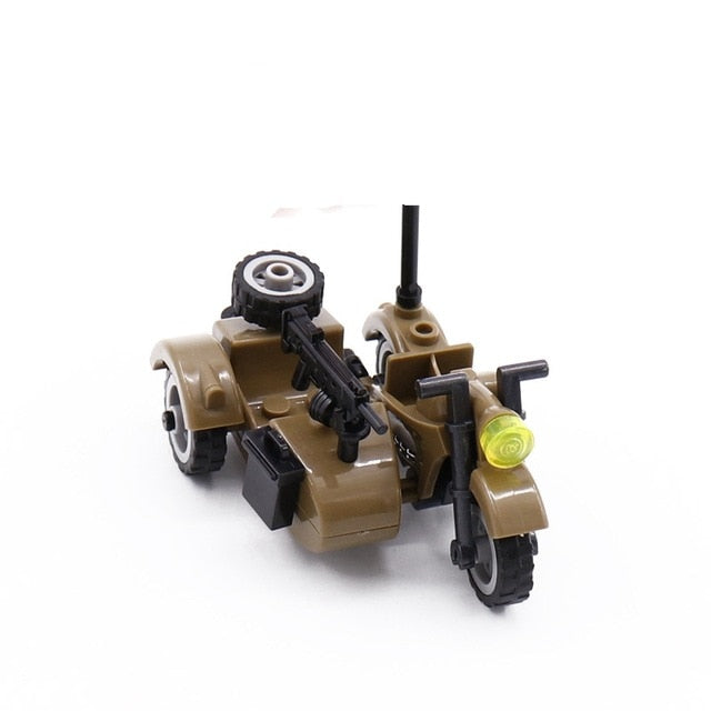 Creator Military Particles Accessory Motorcycle Tricycle Cartoon Car Brick Set Building Block Kid Toy Military Creators City Kit