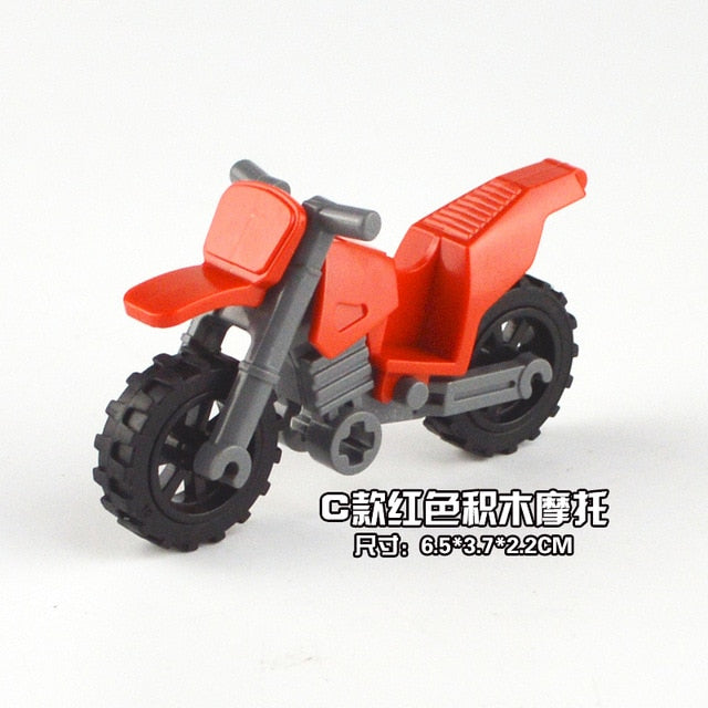 Creator Military Particles Accessory Motorcycle Tricycle Cartoon Car Brick Set Building Block Kid Toy Military Creators City Kit