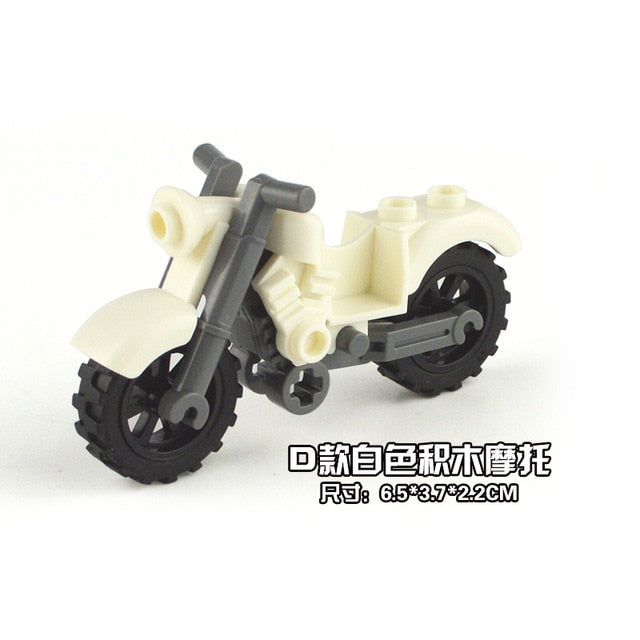 Creator Military Particles Accessory Motorcycle Tricycle Cartoon Car Brick Set Building Block Kid Toy Military Creators City Kit