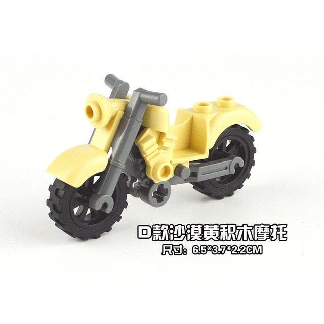 Creator Military Particles Accessory Motorcycle Tricycle Cartoon Car Brick Set Building Block Kid Toy Military Creators City Kit