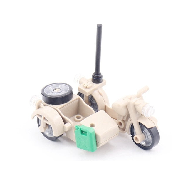 Creator Military Particles Accessory Motorcycle Tricycle Cartoon Car Brick Set Building Block Kid Toy Military Creators City Kit