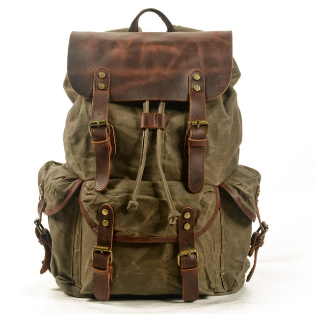 M229 Multifunction Casual Canvas Backpacks Vintage Waterproof Large Capacity Travel Bag Women Mochila Leather Laptop Rucksack