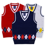 School Uniform Vest Boys Sweaters Fashion V-neck Embroidery Knit Pullover Baby Girl Boy British Sweater Vest Tank Top 80-130cm
