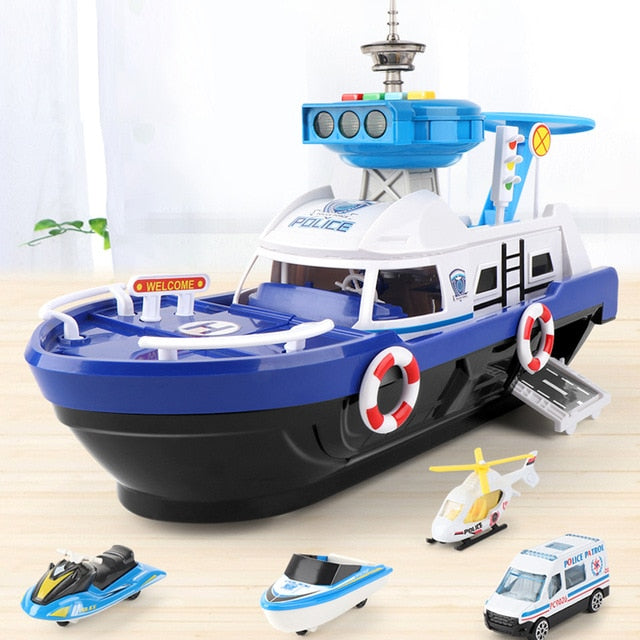 Kids Toys Simulation Track Inertia Boat Diecasts & Toy Vehicles Music Story Light Toy Ship Model Toy Car Parking Boys Toys