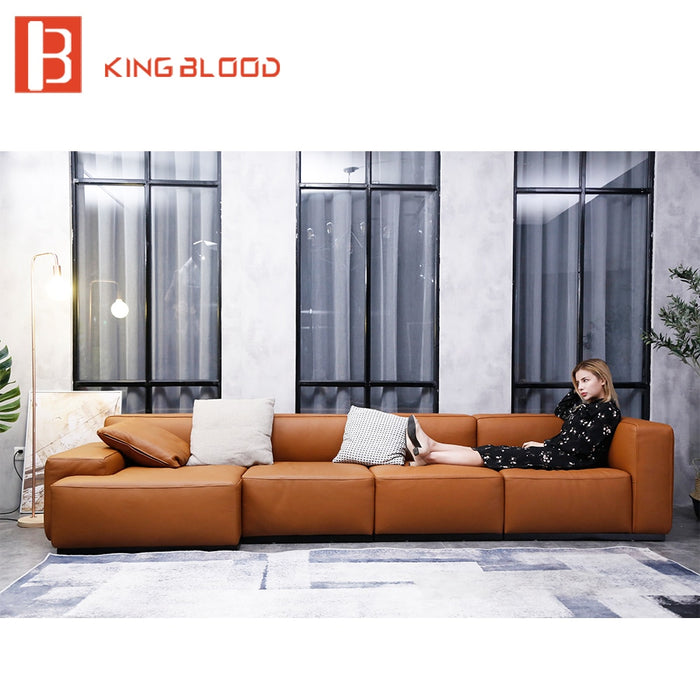 L shape new model designs for drawing room sectional top grain cowhide leather sofa set