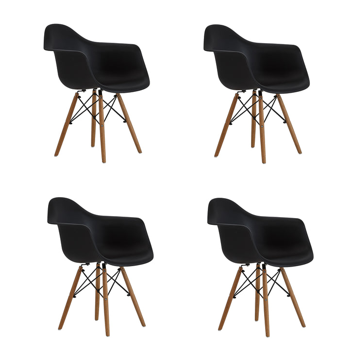 A set of 4 medieval design dining chairs, retro design armchairs with solid beech legs, kitchen dining chairs（white/black）