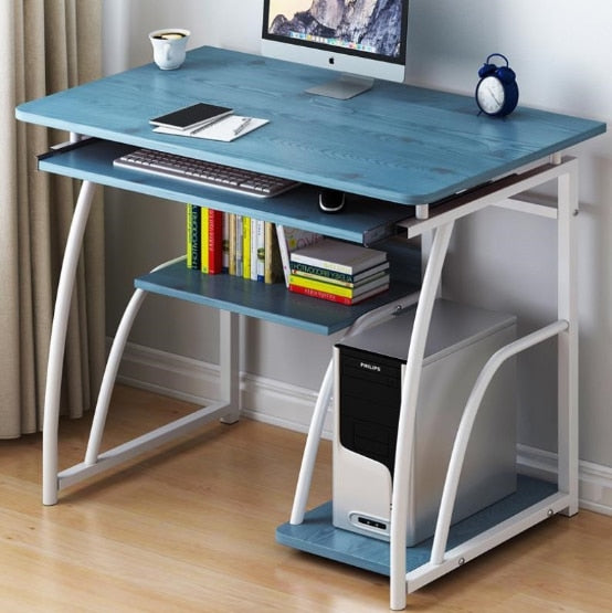 K-STAR Modern Computer Desk Workstation Study Writing Table Home Office Furniture with Keyboard Bracket PC Metal 71cm