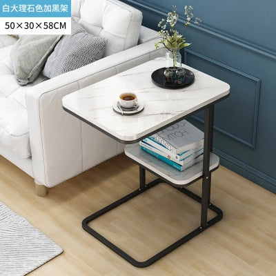JOYLOVE Creative Living Room Small Tea Table Sofa Corner Iron Frame Coffee Table Sofa Side Table With One Shelf