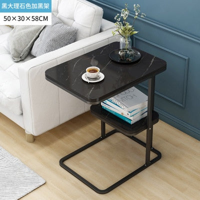 JOYLOVE Creative Living Room Small Tea Table Sofa Corner Iron Frame Coffee Table Sofa Side Table With One Shelf