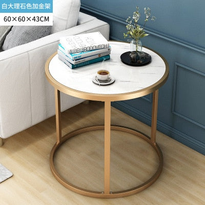 JOYLOVE Creative Living Room Small Tea Table Sofa Corner Iron Frame Coffee Table Sofa Side Table With One Shelf