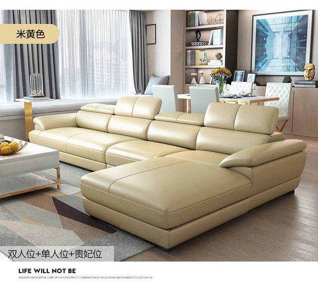 Leather Sofa Lounge Furniture Modern Simple Outfit Small-Sized Combination Sofa