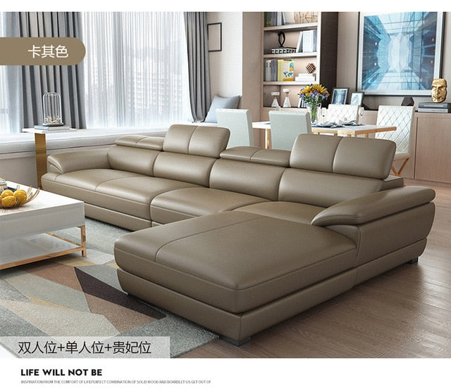 Leather Sofa Lounge Furniture Modern Simple Outfit Small-Sized Combination Sofa