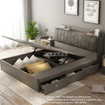 1.8m Nordic Modern Simple Wood Bed Bedroom Furniture With 3 Storage Drawer + High Density Sponge Mattress + Two bedside cabinet
